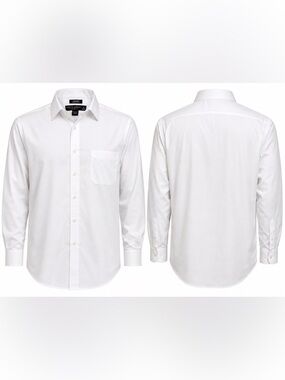 Pronto Uomo White Long-Sleeve Dress Shirt with Chest Pocket